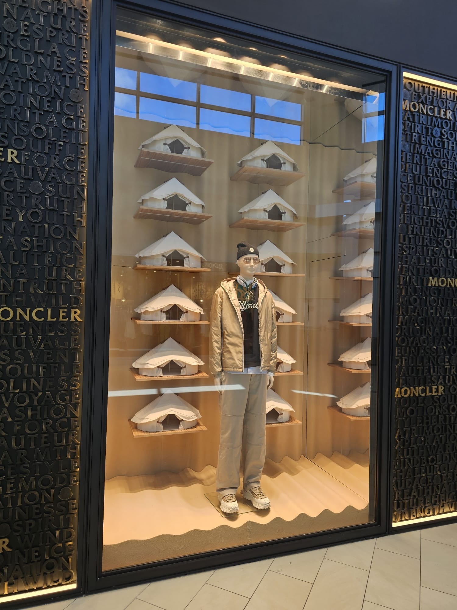 Moncler window display installation Boca Raton