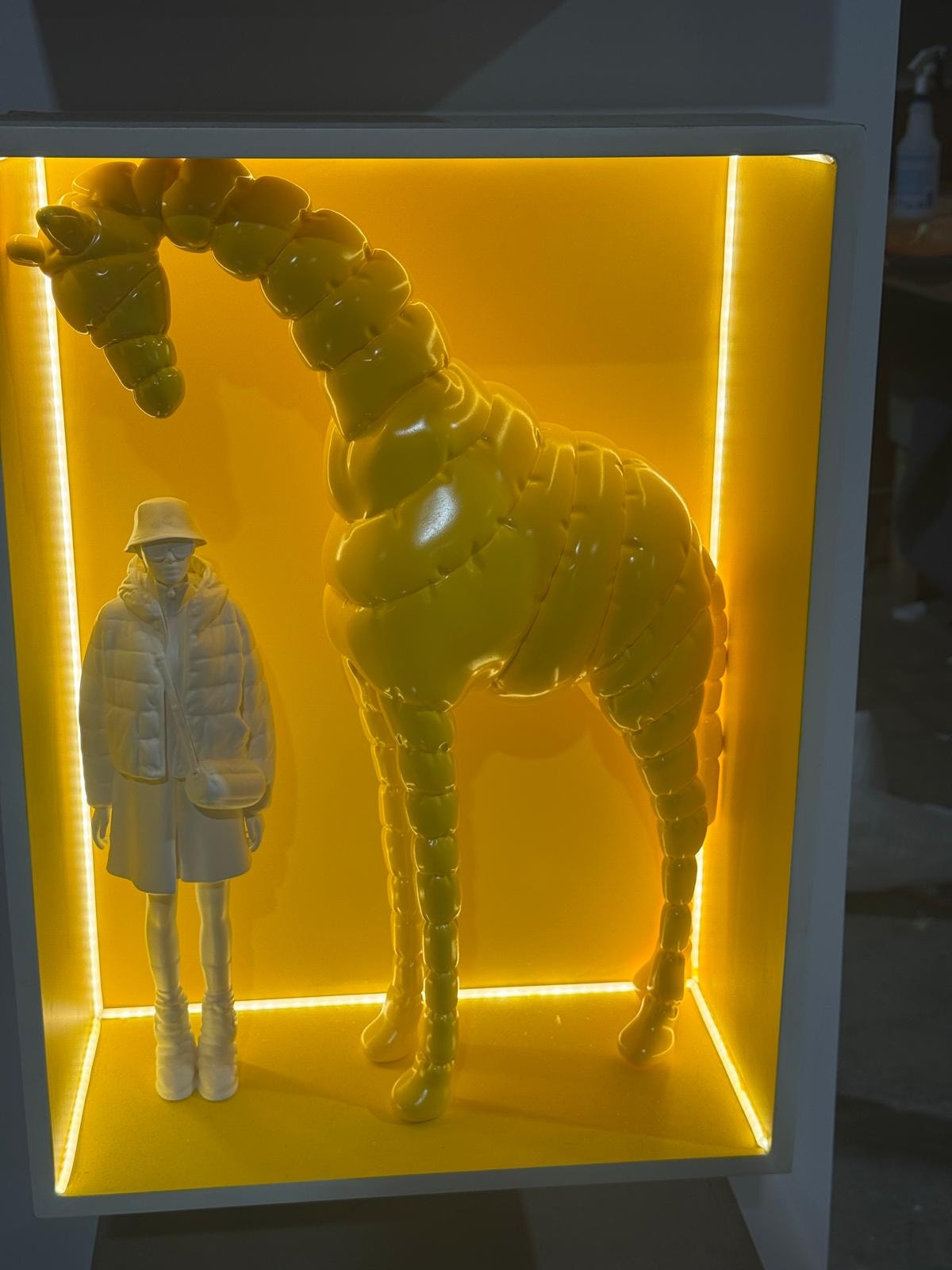 Neon sculptural window display retail installation